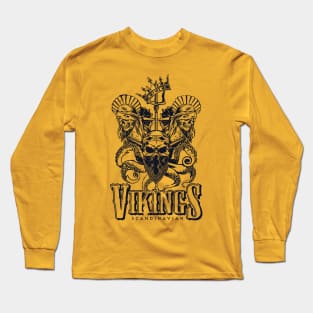 Viking corpse bone zombie illustration Long Sleeve T-Shirt